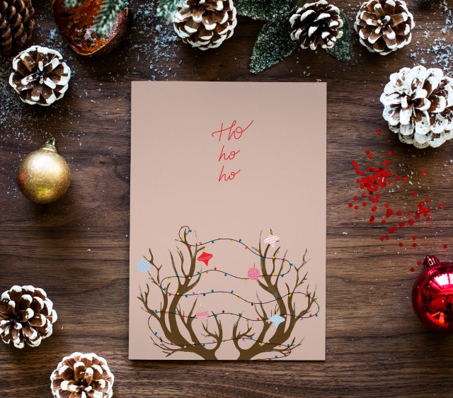 Świąteczna kartka renifer z życzeniami Święta Bożego Narodzenia kartka bożonarodzeniowa kartka okolicznościowa
