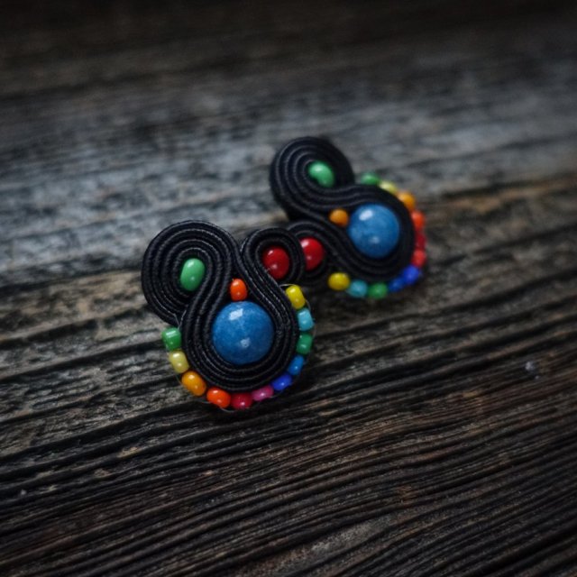 Kolorowe lentinki- kolczyki soutache