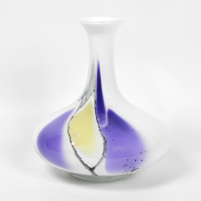 Szklany, ręcznie robiony wazon Zieher, Niemcy, lata 70.