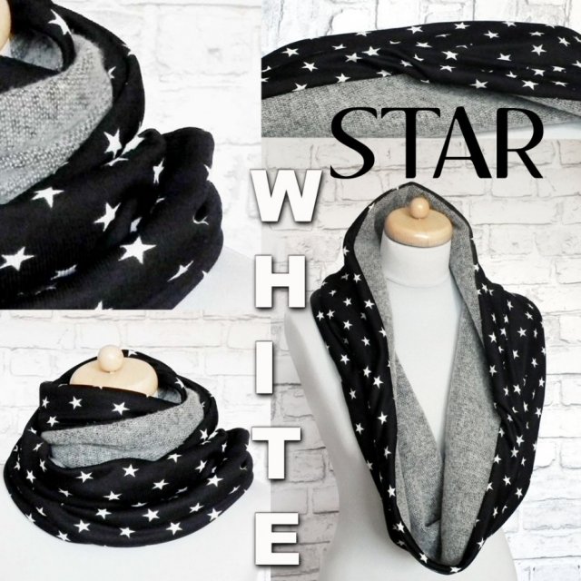 dzianinowy komin otulacz :: white stars ::