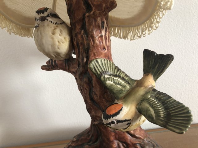 Unikatowa porcelanowa lampa goebel west GERMANY katalogowa 58304-21 oryginalna urocza niespotykana porcelanowa lampa figurka 26,5 plus abażur