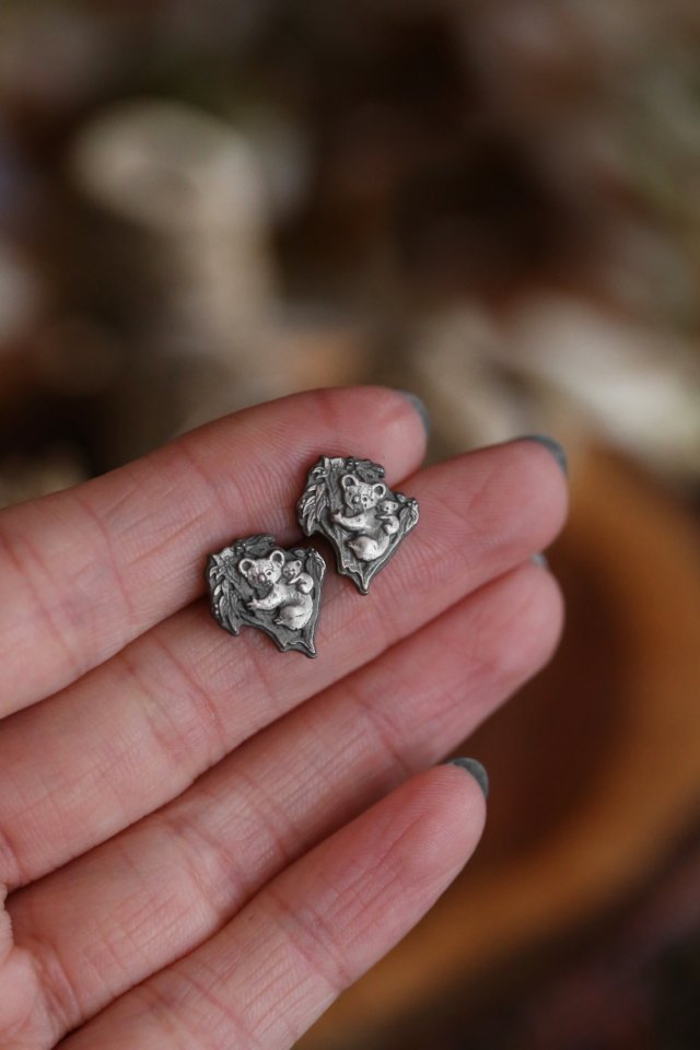 Kolczyki sztyfty, mini koale ze srebra
