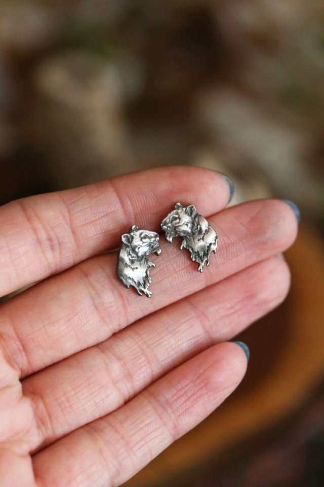 Tygrysy mini kolczyki sztyfty ze srebra