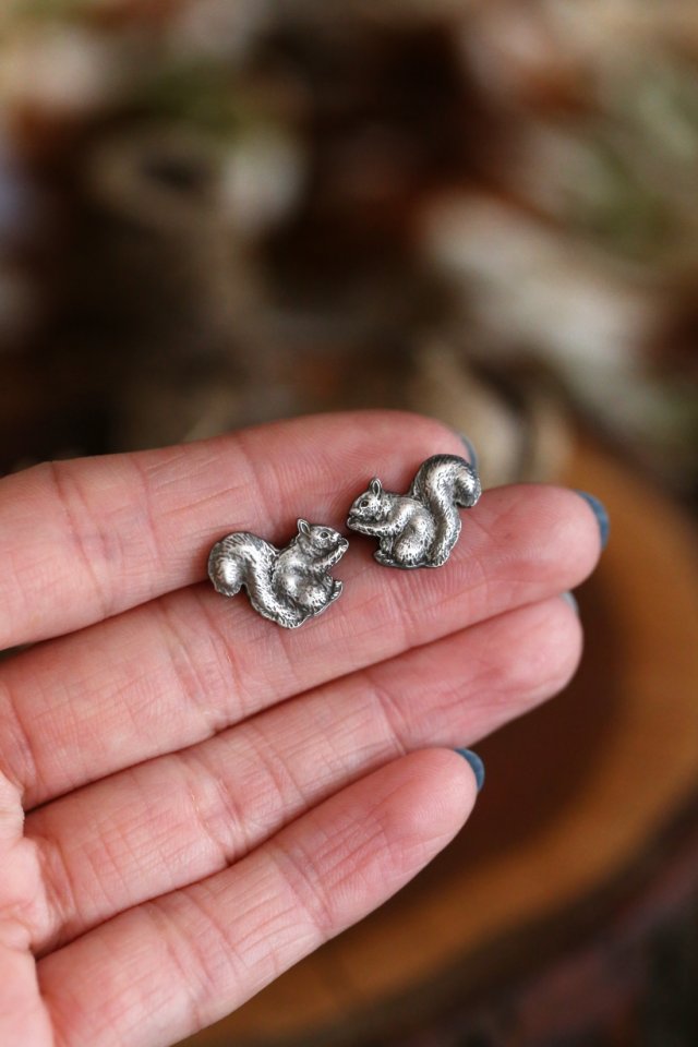 Wiewiórka mini kolczyki sztyfty ze srebra
