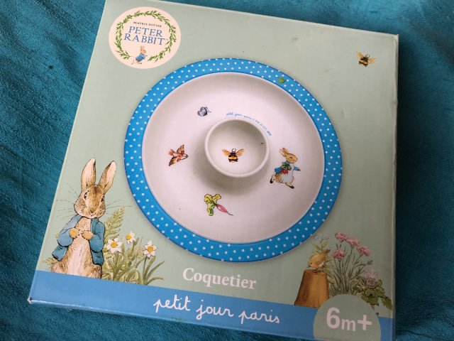 PETER RABBIT BEATRIX POTTER DESIGN FREDERIC WARNE & COMPANY EGG CUP NOWY KIELISZEK NA JAJKO  plus 6 mc