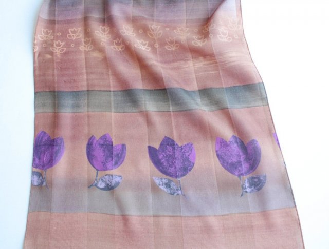 Szal vintage tulipany
