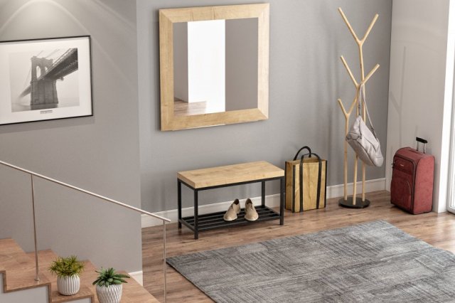 Dębowa ławka, siedzisko Elsa, do salonu, przedpokoju, sypialni. Styl nowoczesny, industrial, loft. Dąb lakierowany 70x40