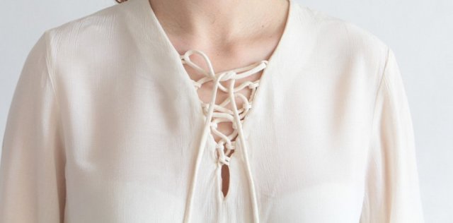 BLUZKA vintage SZNUROWANY DEKOLT BOHO