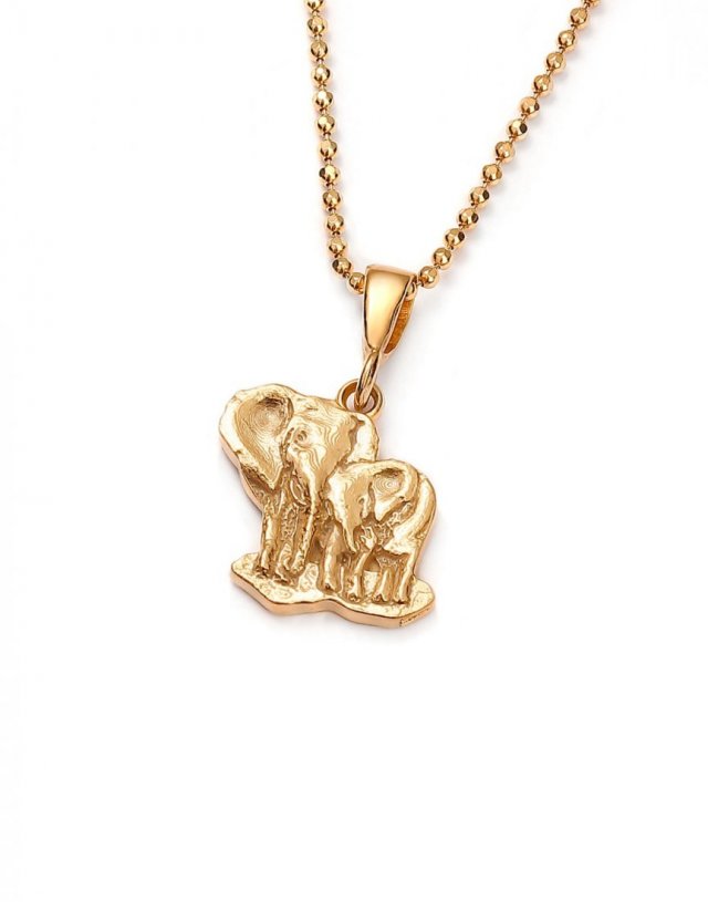 Słonie mini talizman ze złoconego srebra
