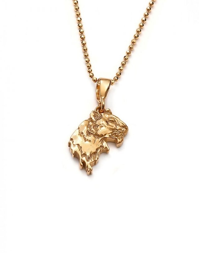 Tygrys mini amulet ze złoconego srebra