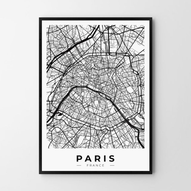 Plakat mapa Paryża B2 – 50X70CM