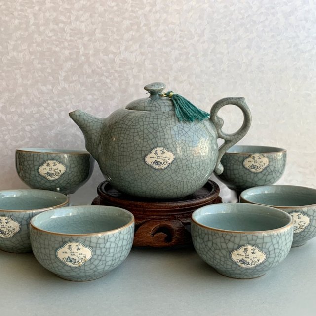 Exclusive Traditional Chinese Longquan Celadon Tea Set ❤ Celebracja picia herbaty
