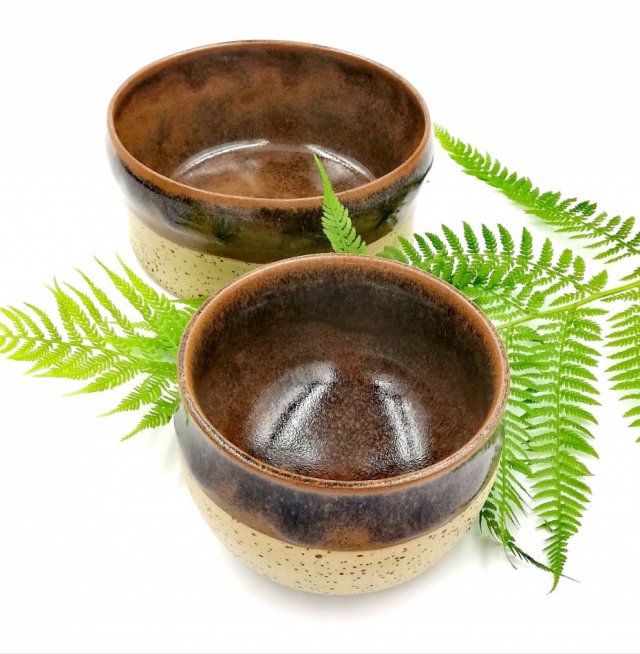 Śniadaniowy zestaw naczyń MISKA i CZARKA CERAMICZNA w woreczku lnianym BOHO PREZENT DLA MĘŻCZYZNY kamionkowe naczynia minimalistyczne