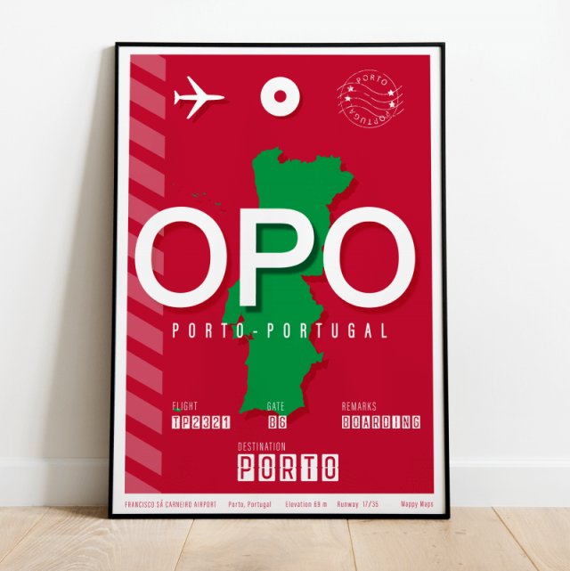 Plakat lotniczy - Porto Portugalia