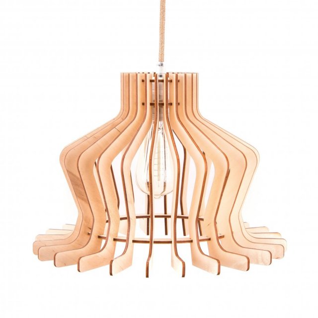 Drewniana lampa sufitowa wisząca w stylu skandynawskim drewniana ze sklejki LED