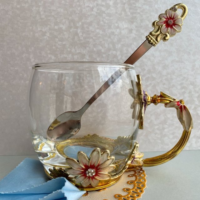 Luxury ❤ Glassyfi Teffania Handmade Enamel Cup & Spoon ❤