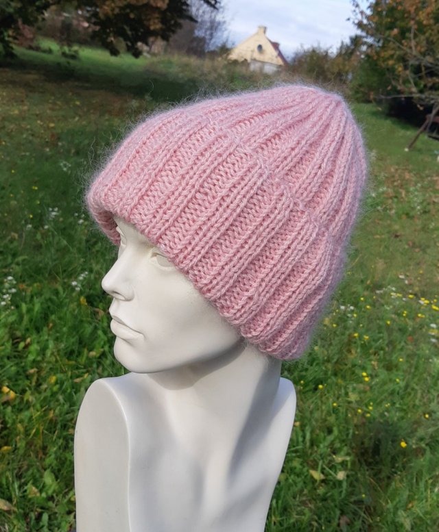 MOHEROWA PASTEL PINK * WYWIJANA CZAPA ZIMOWA JASNY RÓŻ