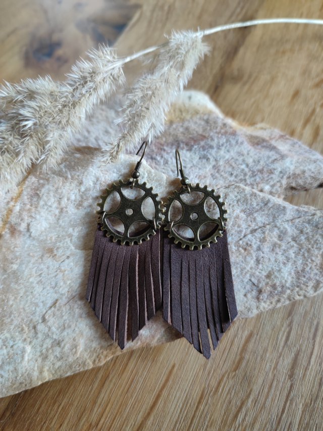 KOLCZYKI SKÓRA NATURALNA (STEAMPUNK)