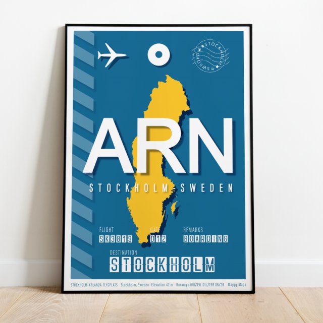 Plakat lotniczy - Sztokholm lotnisko - Szwecja