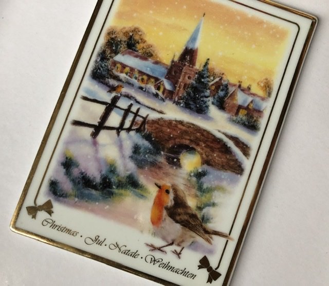 Pocztówka porcelanowa obrazek świąteczny  christmas card obraz  na porcelanie