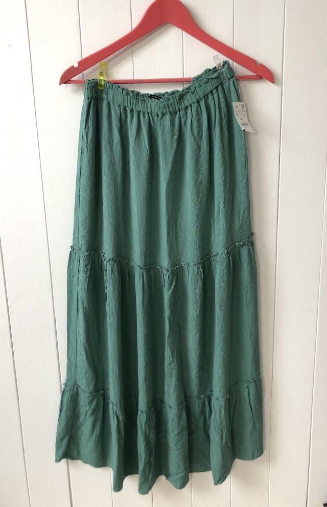 Spódnica Zara maxi długa spódnica szałwiowa zielona spódnica na święta