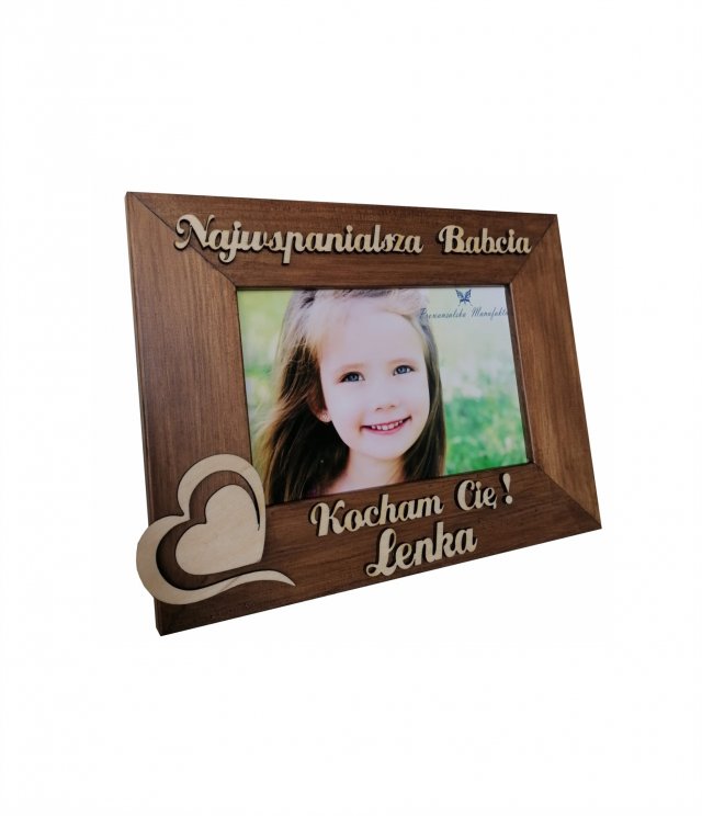 Drewniana, personalizowana Ramka na zdjęcia Dzień Babci i Dziadka