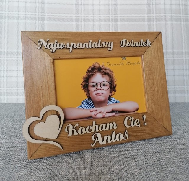 Drewniana, personalizowana Ramka na zdjęcia Dzień Babci i Dziadka