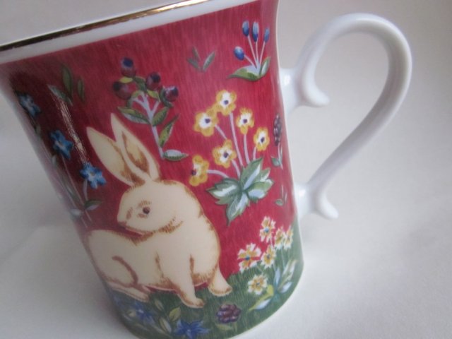 MILLE FLEURS RABBIT PORCELAIN PAST TIMES MADE IN JAPAN - ORYGINALNY KUBEK PORCELANOWY