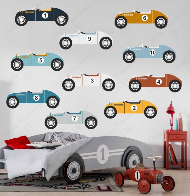Auta retro, cars , racing - naklejka na ścianę Nr.2