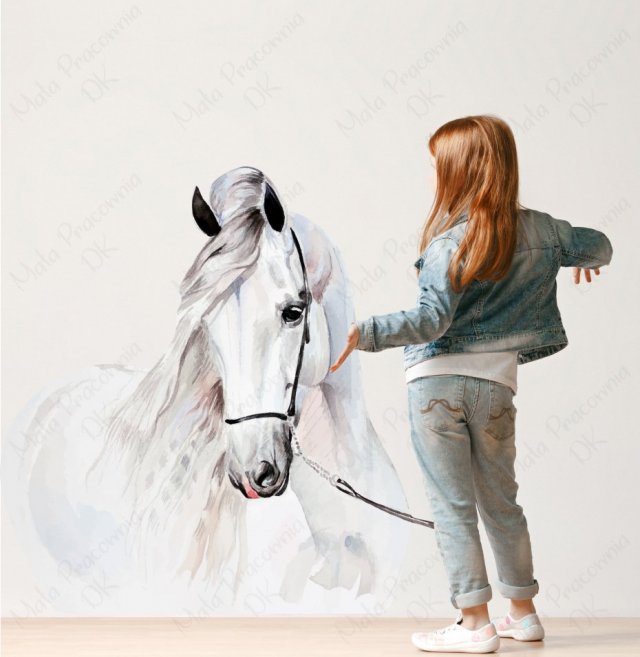 Koń akwarela pastelowa naklejka na ścianę