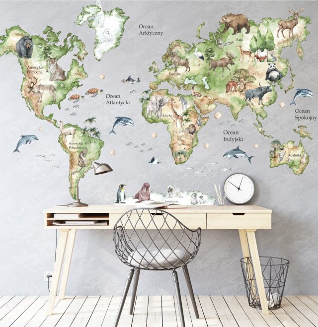 Mapa świata - Naklejka na ścianę  "S"