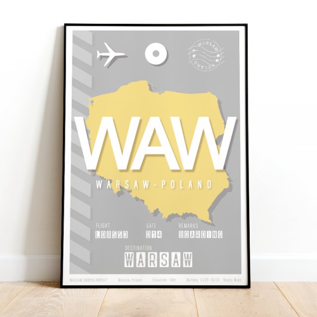 Plakat lotniczy lotnisko Warszawa WAW A3