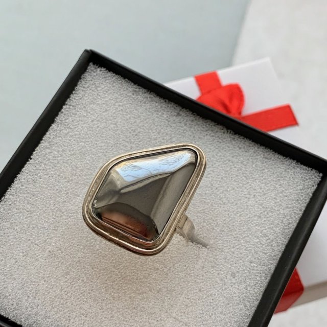 Artistic Modern Ring ❀ڿڰۣ❀ Srebro i hematyt ❀ڿڰۣ❀ Ręczna praca