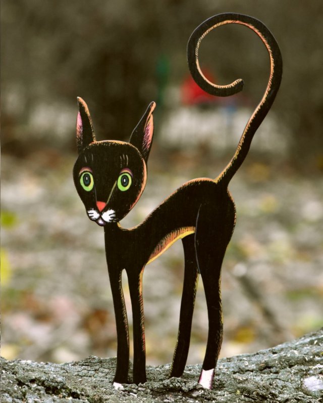 Czarny kot (średni) - magnes na lodówkę