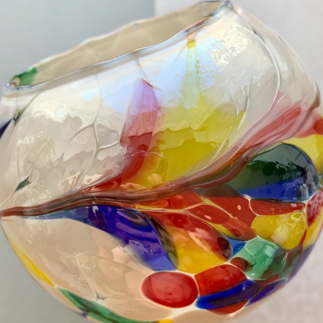 Glassware Friendship Festivals Light White Multicolor  ❤ ARTISTIC GLASS ❤ HAND MADE GLASS   ❤ Lampion - świecznik na tealigh