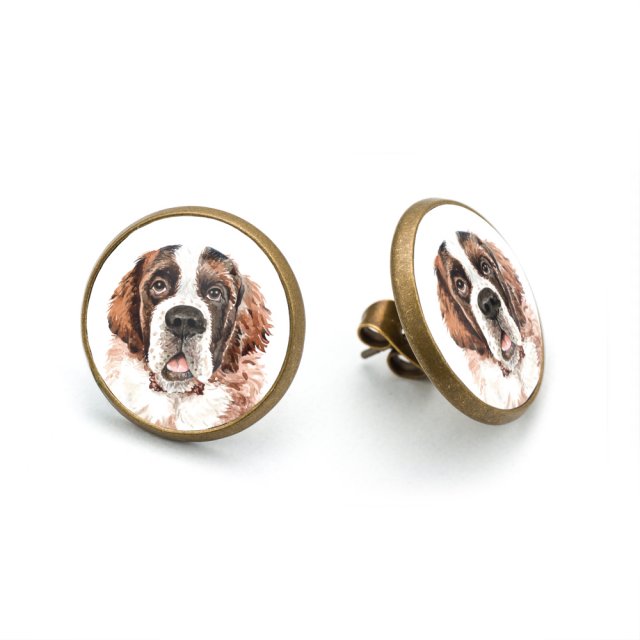 Kolczyki sztyfty SAINT BERNARD bernardyn rasowy pies