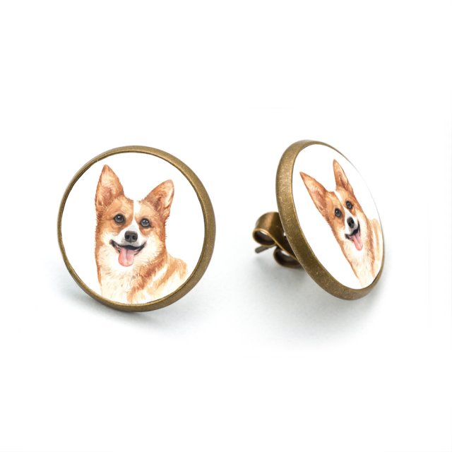Kolczyki sztyfty WELSH CORGI rasowy pies