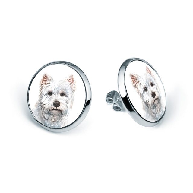 Kolczyki sztyfty WEST HIGHLAND WHITE TERRIER rasowy pies