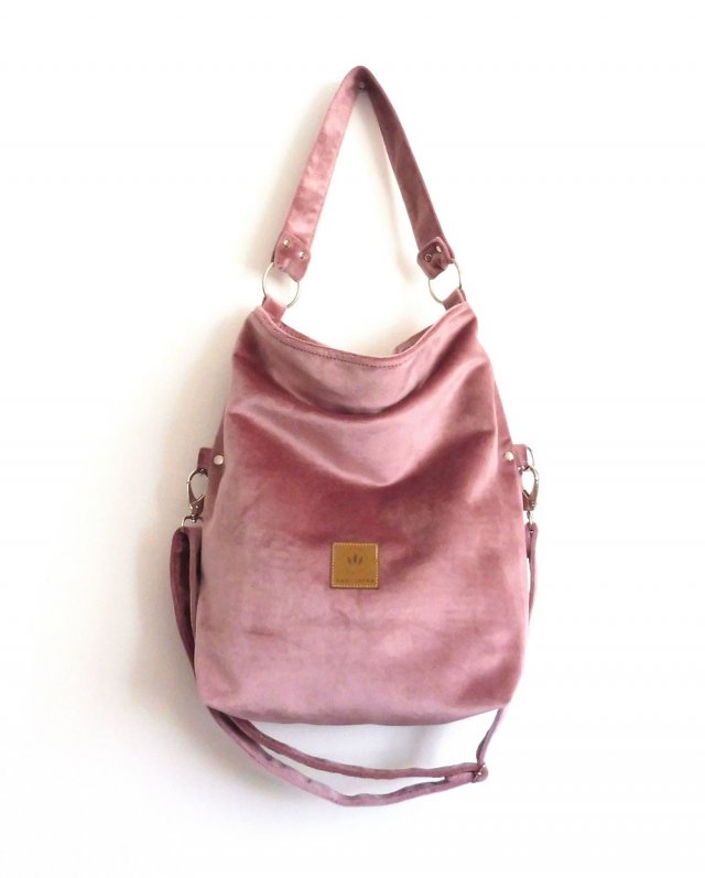 Torba worek welurowa Baby Pink