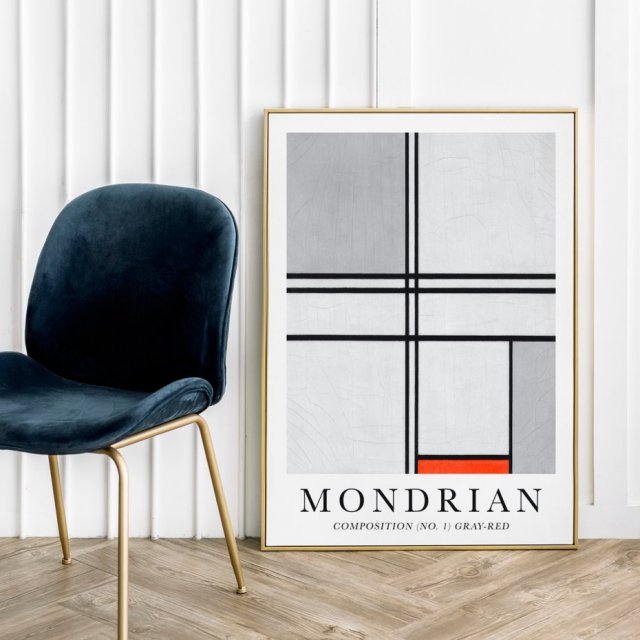 Plakat Mondrian Gray-Red- plakat 30x40 cm