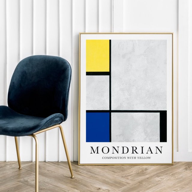 Plakat Mondrian Yellow Blue - plakat 40x50 cm