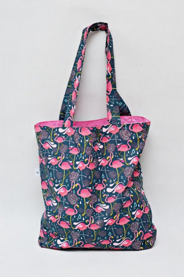 Torba na zakupy shopperka ekologiczna torba zakupowa na ramię bawełniana torba flamingi