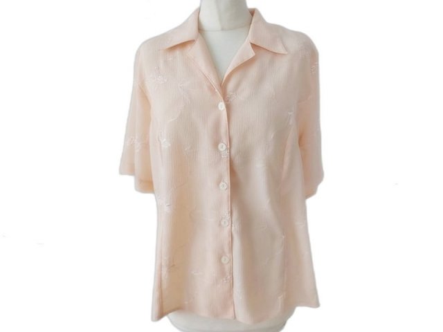 Vintage bluzka pastelowa łososiowa z haftem