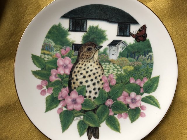 coalport garden visitors 1992 Anne Mortimer kolekcjonerski talerz porcelanowy obraz na porcelanie
