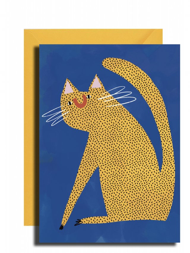 kartka + koperta / żółty kot