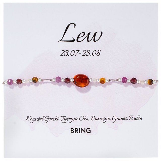 Bransoletka znak zodiaku Lew srebrne kulki