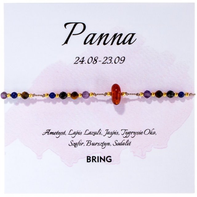 Bransoletka znak zodiaku Panna pozłacane kulki