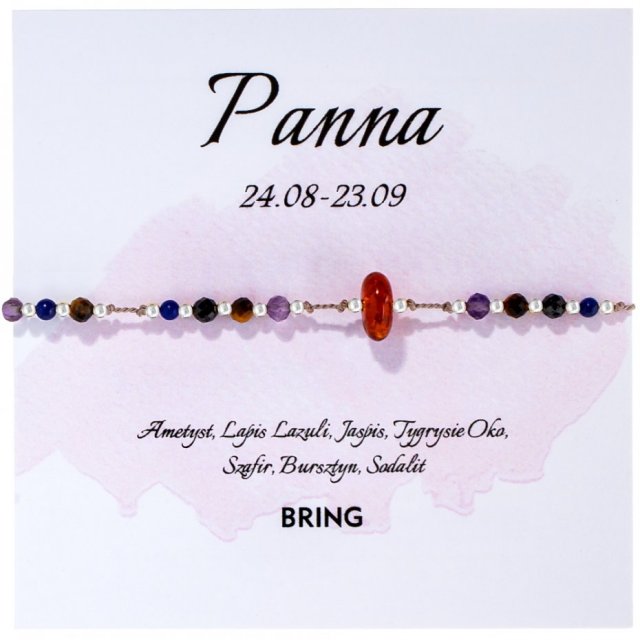 Bransoletka znak zodiaku Panna srebrne kulki