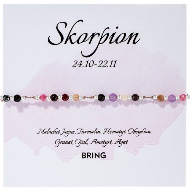 Bransoletka znak zodiaku Skorpion srebrne kulki