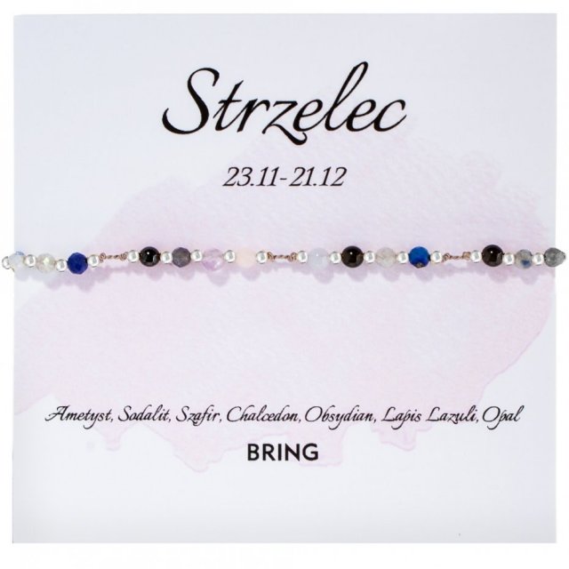 Bransoletka znak zodiaku Strzelec srebrne kulki